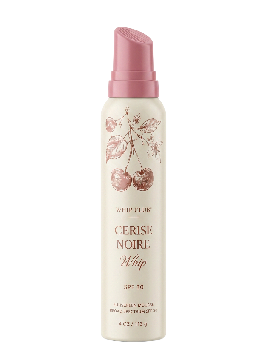 Whip Club Cerise Noire sunscreen mousse bottle